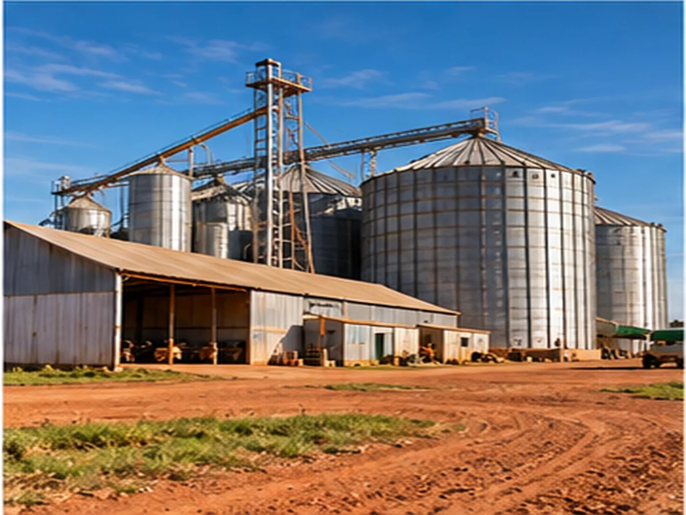 Galpão e silo de armazenagem em propriedade rural