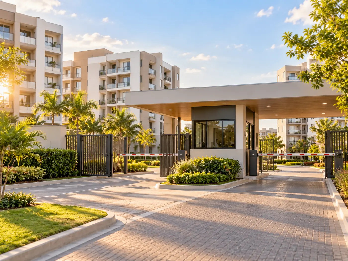 Portaria de um condomínio de prédios residenciais