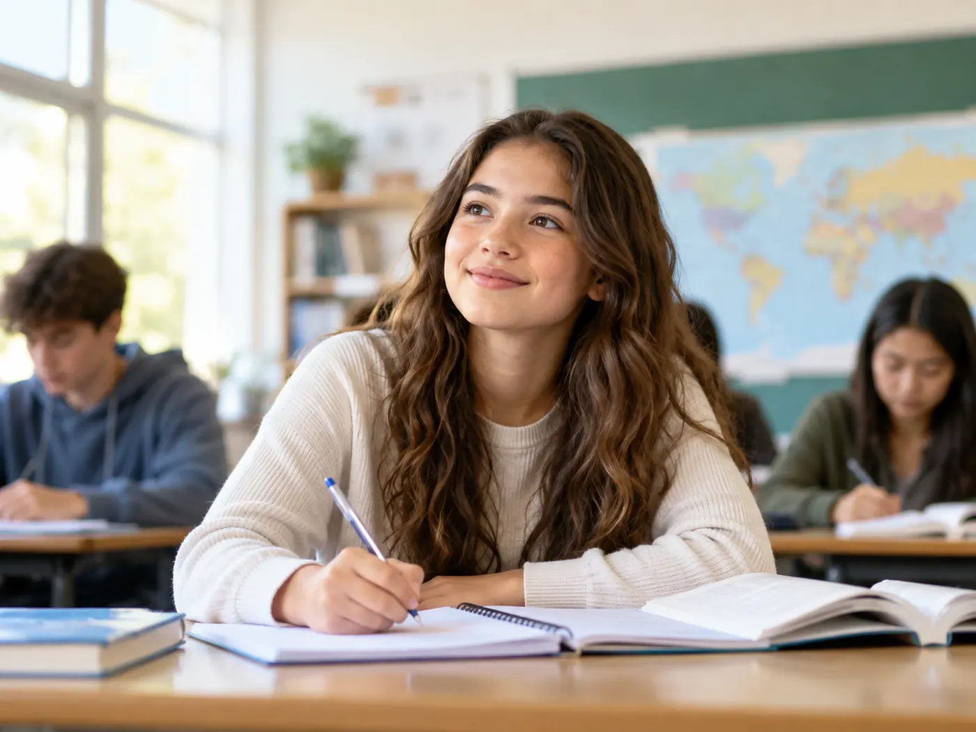 Estudante em sala de aula