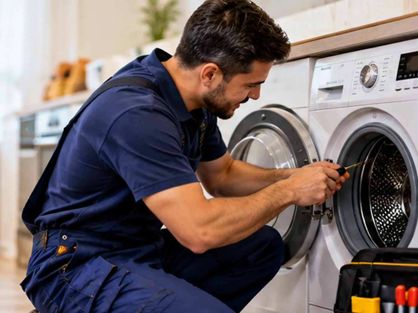 Técnico consertando eletrodoméstico
