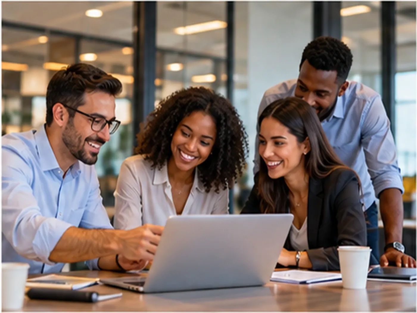 Equipe reunida no escritório